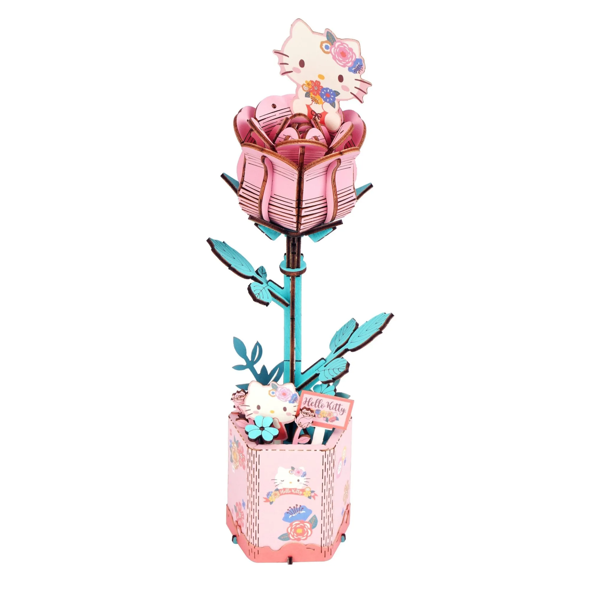 HANDS CRAFT Hello Kitty Pink Rose 3D Wooden Puzzle