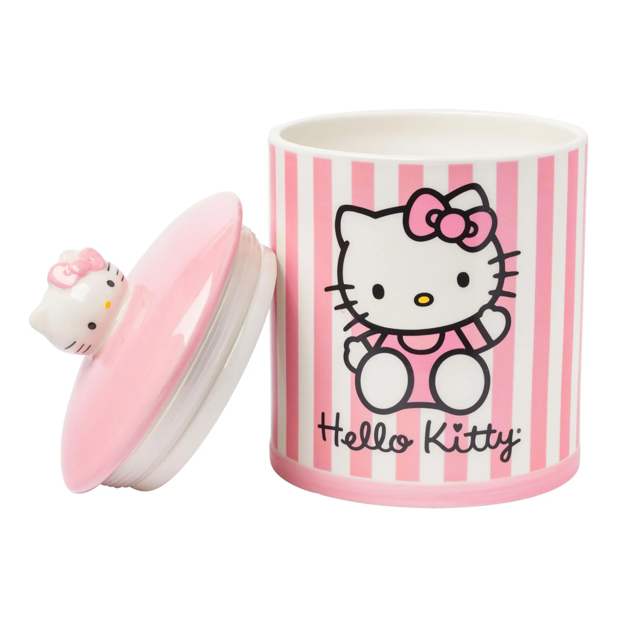 Silver Buffalo Hello Kitty Pink Stripe Ceramic Storage Jar