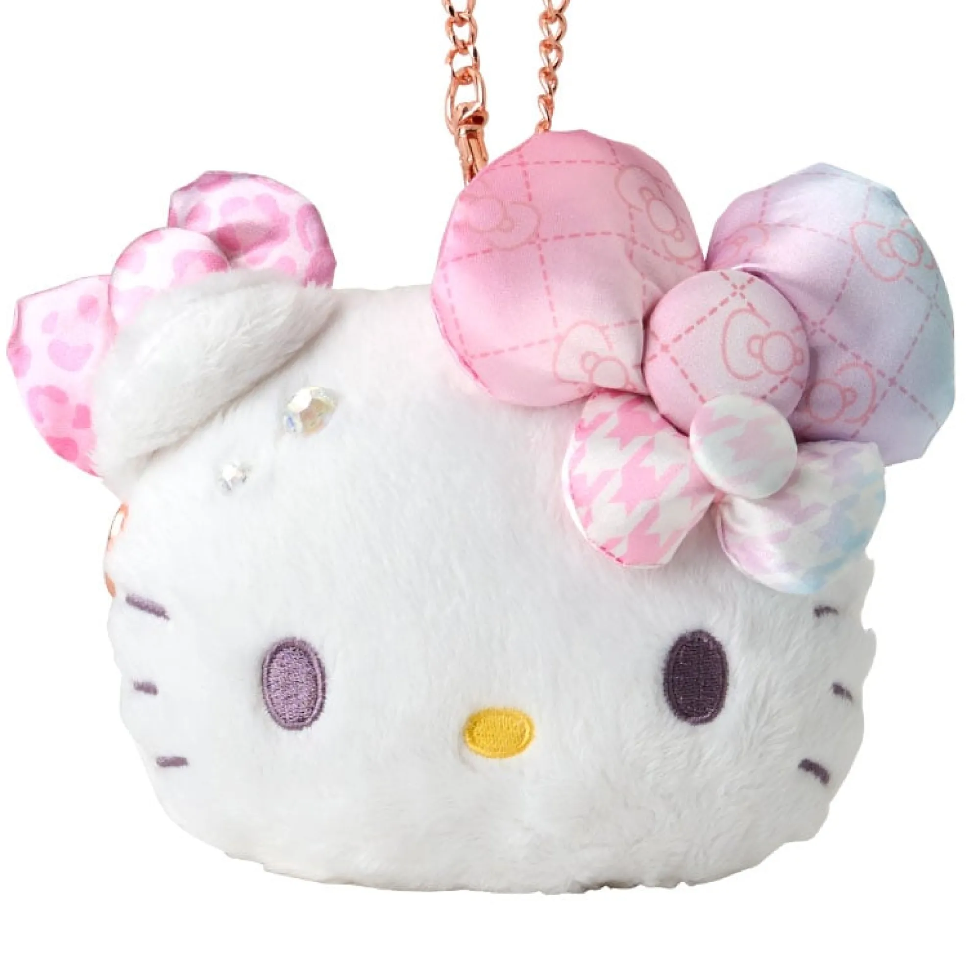 Japan Original Hello Kitty Plush ID Card Holder 50th Anniv. (Fashionable Ribbons Series)