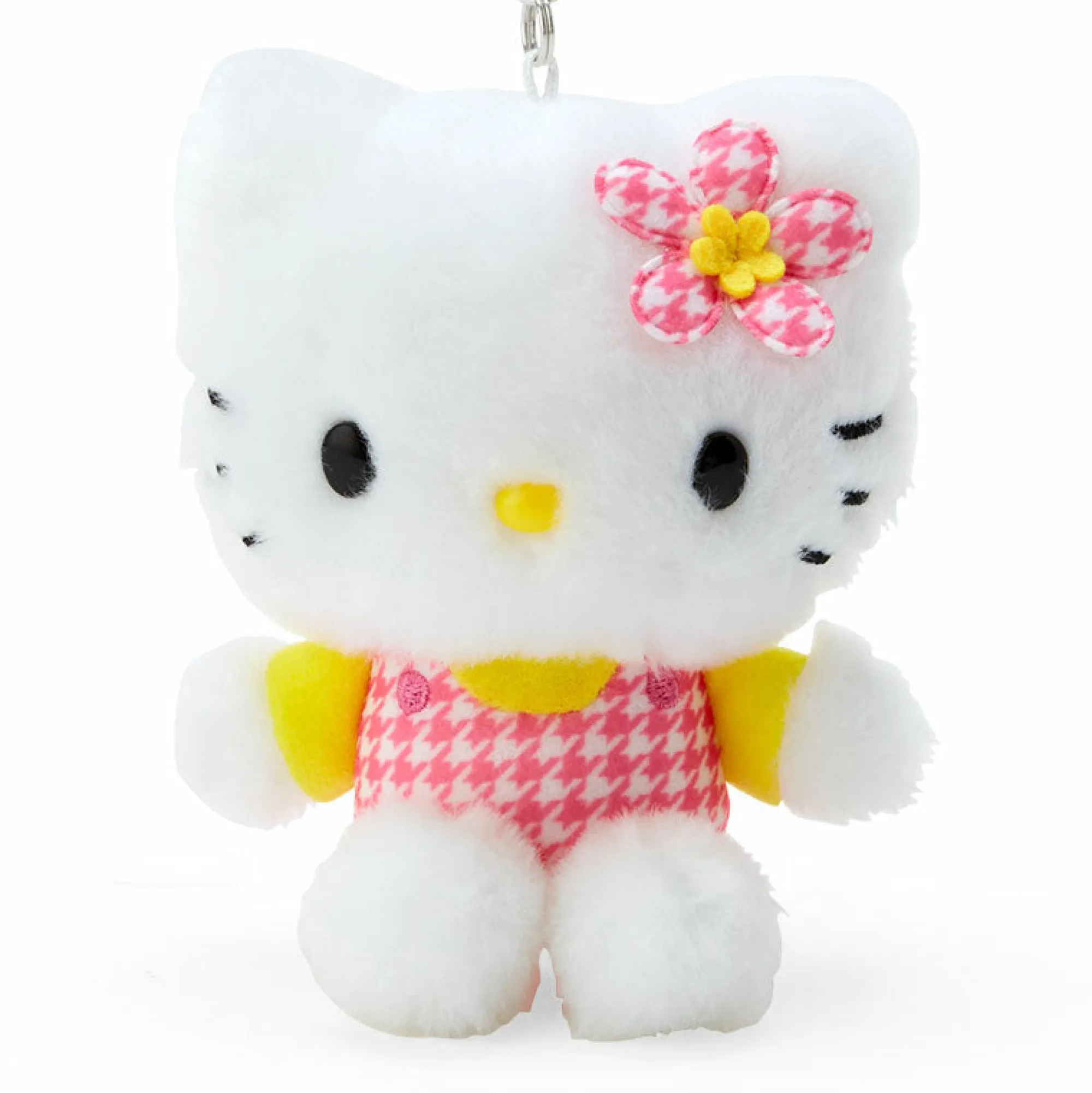Japan Original Hello Kitty Plush Mascot Keychain (Floral Houndstooth Series)