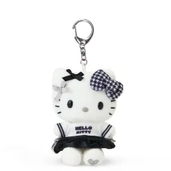 Japan Original Hello Kitty Plush Mascot Keychain (Silver Houndstooth Series)