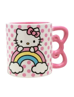 Silver Buffalo Hello Kitty Sculpted Bow & Rainbow Ceramic Mug