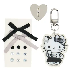 Japan Original Hello Kitty Smartphone Charm Set (Silver Houndstooth Series)