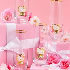 JoyJolt Hello Kitty Stay Gold Stemless Flutes (Set of 4)