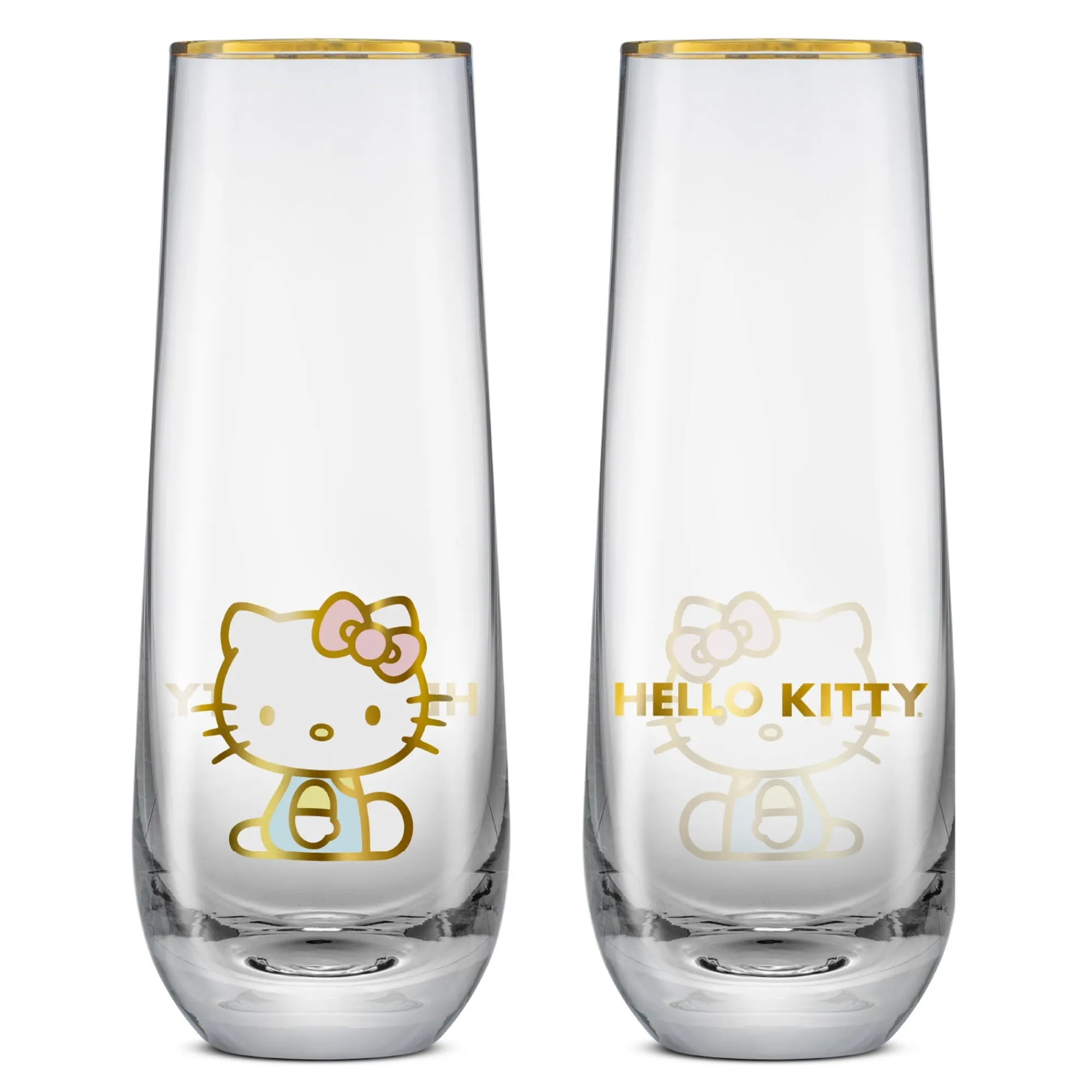 JoyJolt Hello Kitty Stay Gold Stemless Flutes (Set of 4)