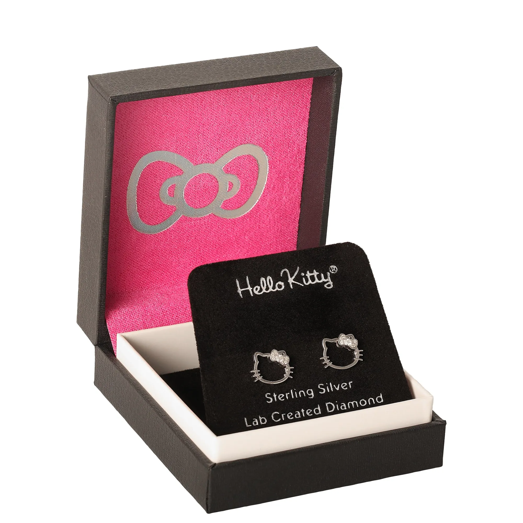 JACMEL JEWELRY INC Hello Kitty Sterling Silver Silhouette Diamond Stud Earrings