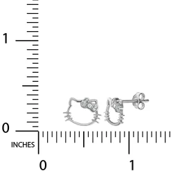 JACMEL JEWELRY INC Hello Kitty Sterling Silver Silhouette Diamond Stud Earrings