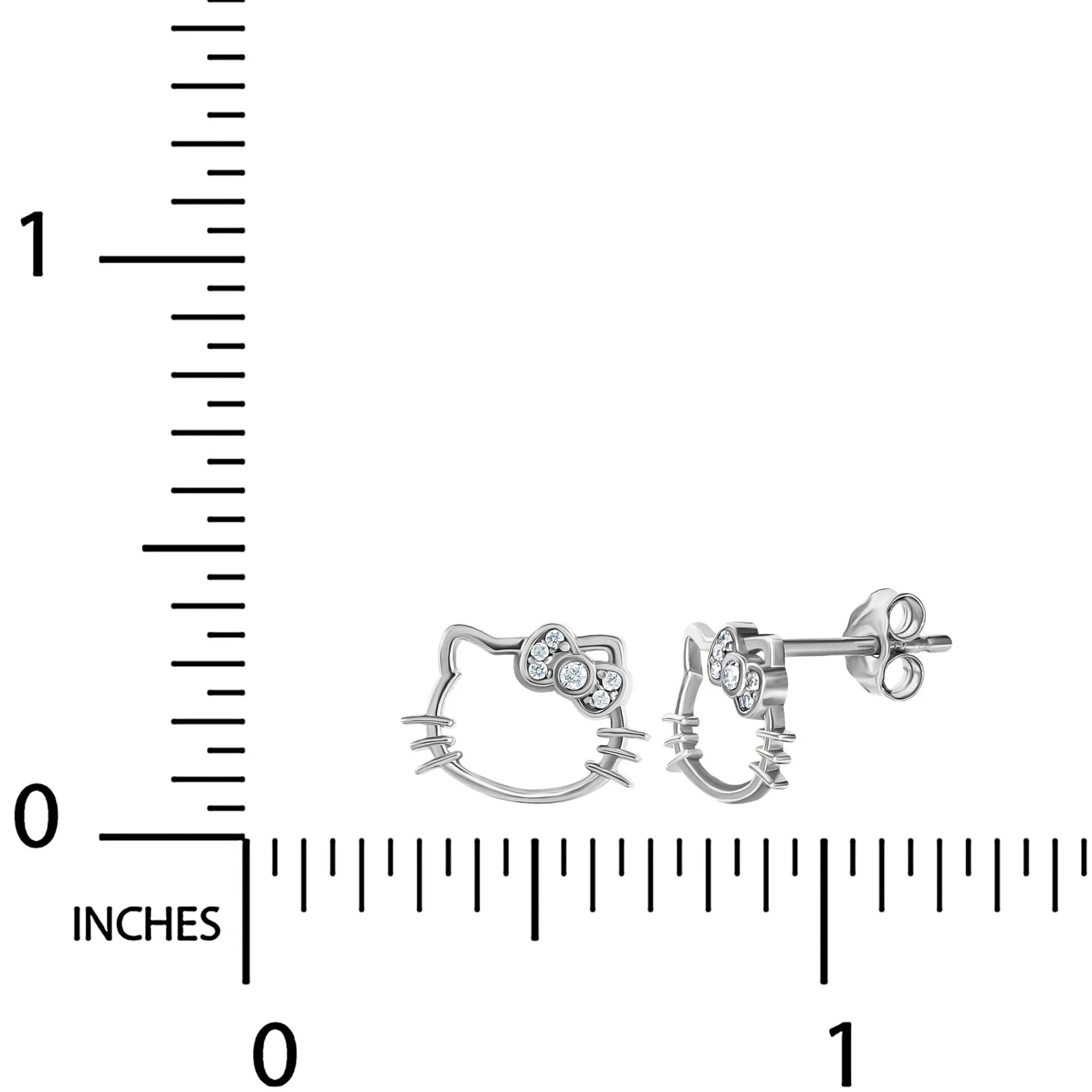 JACMEL JEWELRY INC Hello Kitty Sterling Silver Silhouette Diamond Stud Earrings