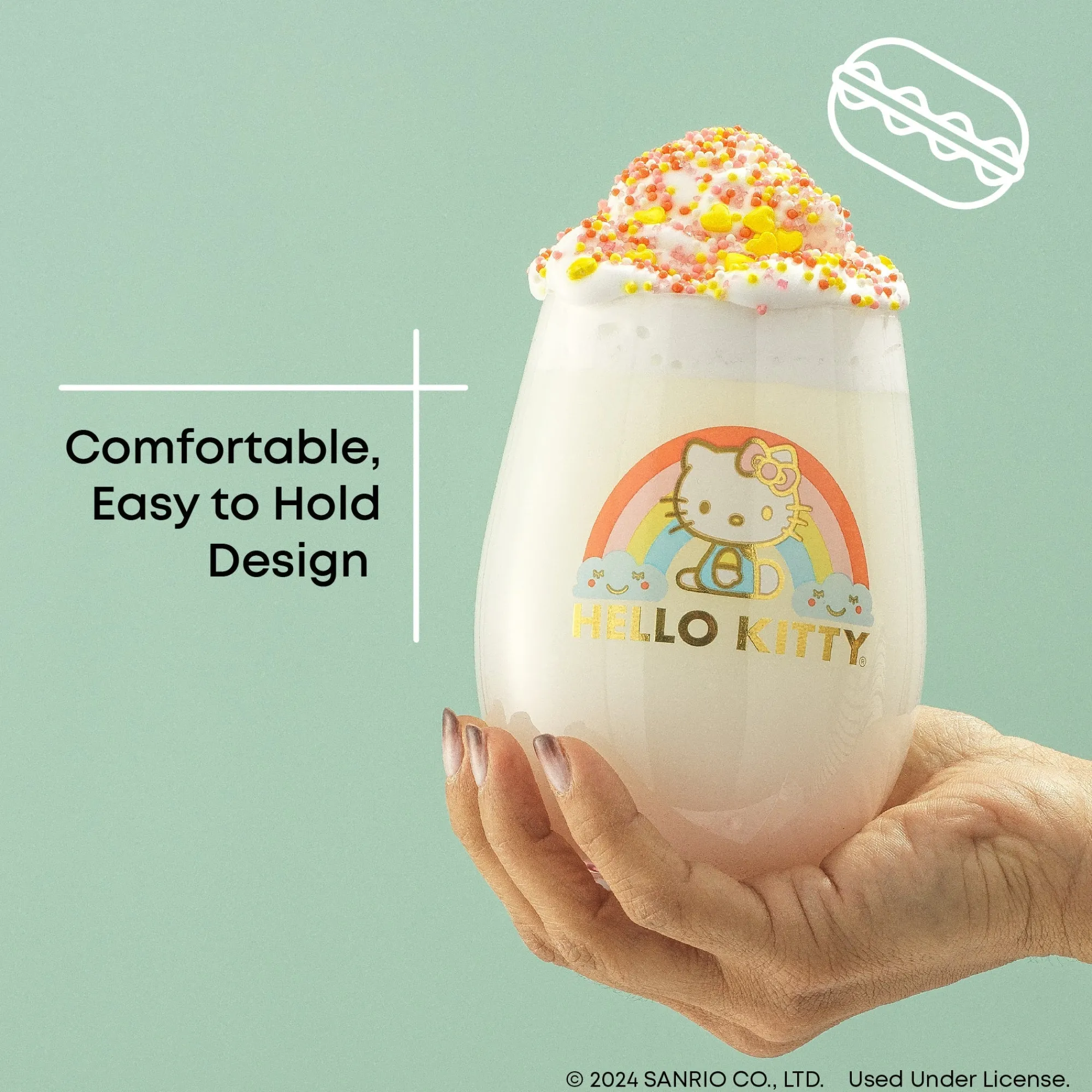 JoyJolt Hello Kitty Sweet Rainbow Stemless Glasses (Set of 4)