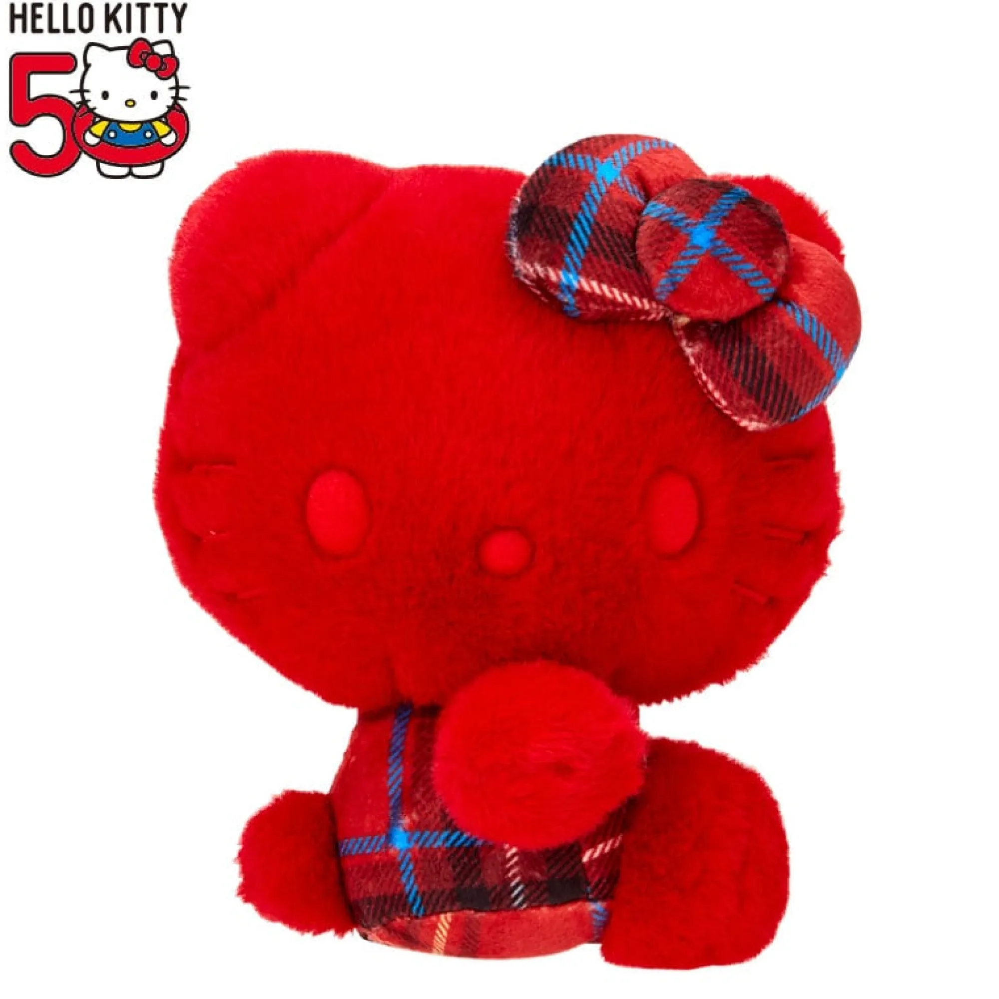 Japan Original Hello Kitty 50th Anniv. Plush Mascot (Red Tartan)