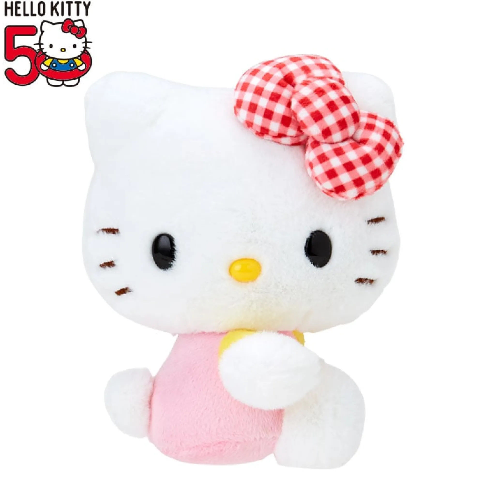 Japan Original Hello Kitty 50th Anniv. Plush Mascot (Red Gingham Bow)