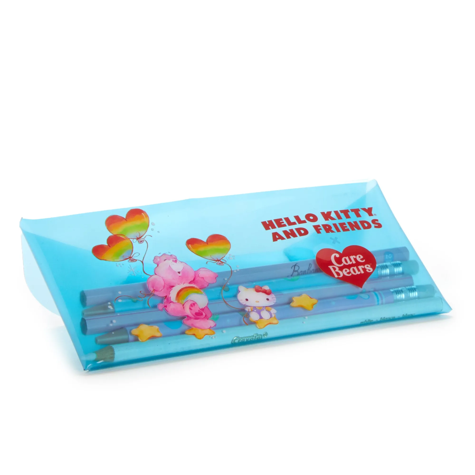 BIOWORLD Hello Kitty x Care Bears Translucent Blue Pencil Case