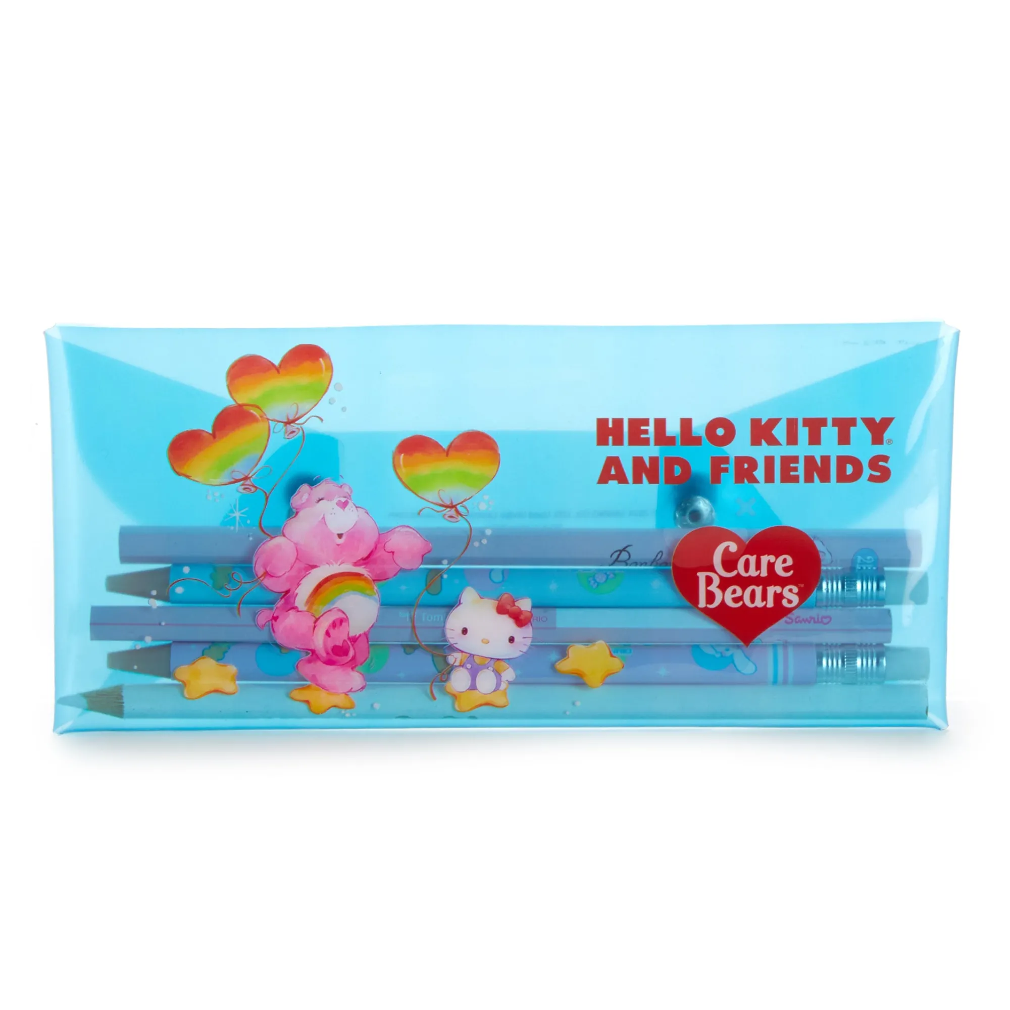 BIOWORLD Hello Kitty x Care Bears Translucent Blue Pencil Case