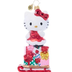 RAUCH BRANDS Hello Kitty x Christopher Radko Handmade Glass Ornament (Happy Holidays)
