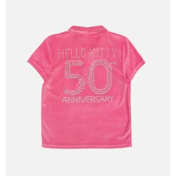 BIOWORLD Hello Kitty x Dumbgood Velour Cropped Polo (50th Anniv.)