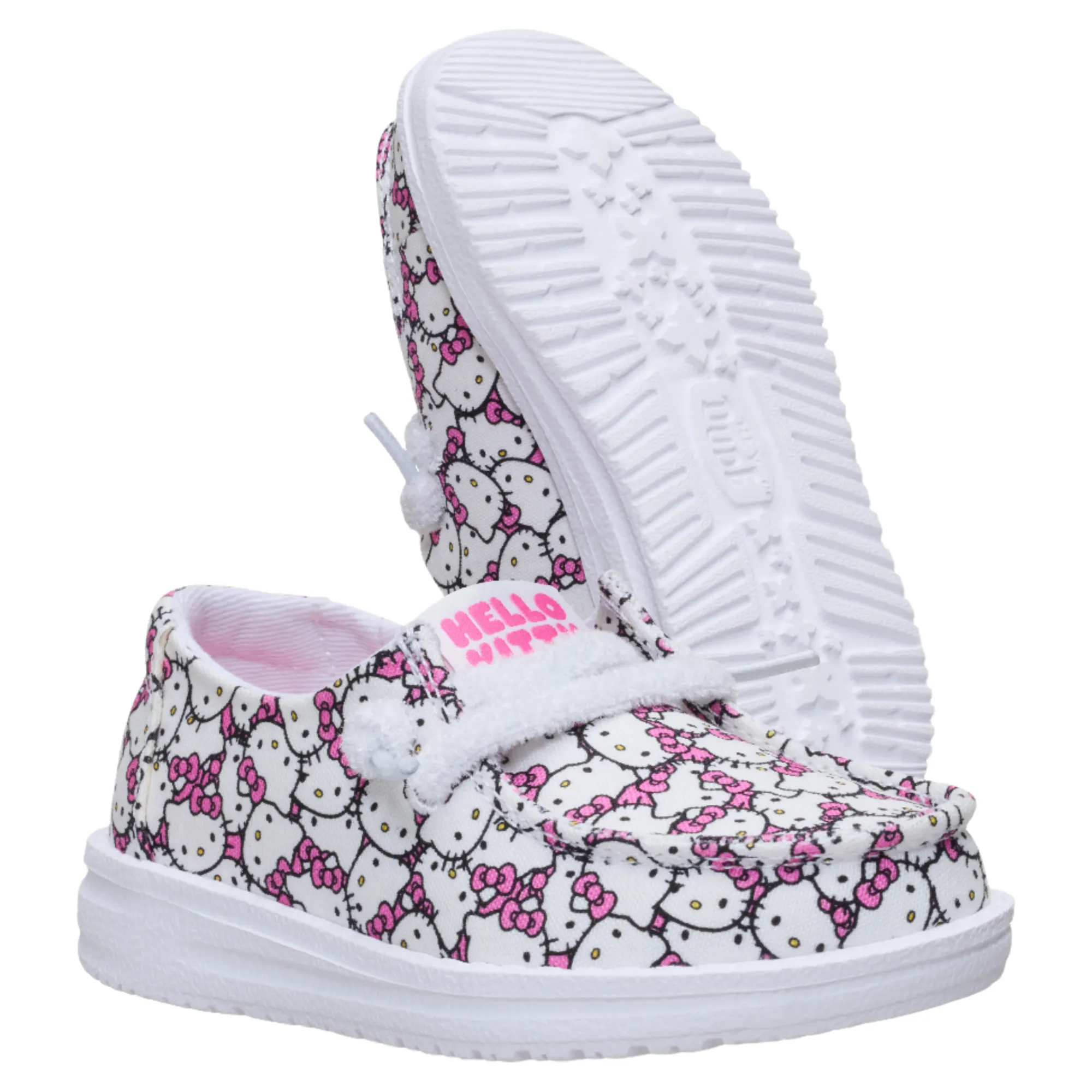 Kids Hey Dude Inc Hello Kitty x HEYDUDE Wendy All-Over Print Slip-On Shoe (Toddler)