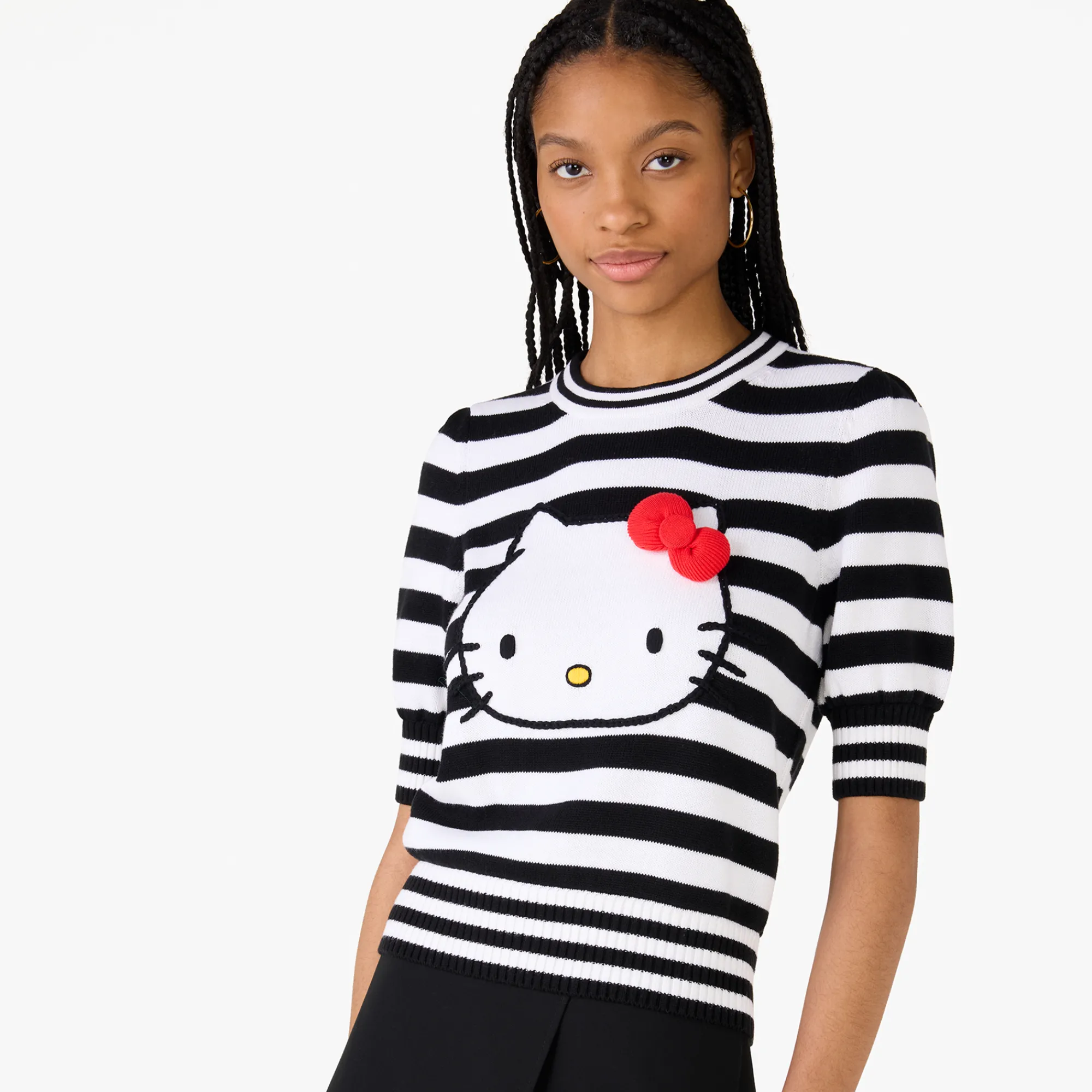 Kate Spade Hello Kitty x New York Puff Sleeve Intarsia Sweater