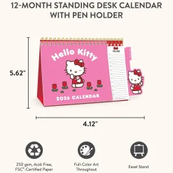 Studio Oh! Hello Kitty x 2026 Standing Desk Easel Calendar with Pen Holder