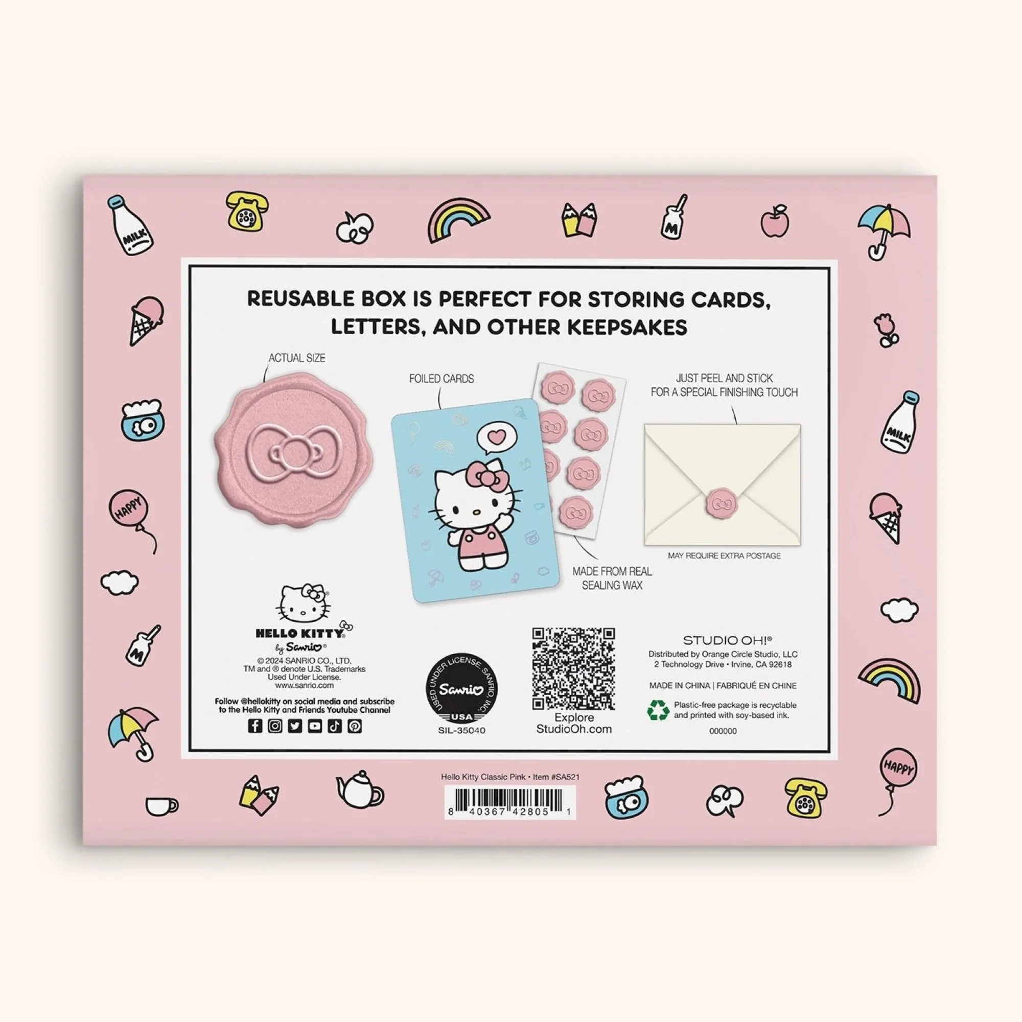 Studio Oh! Hello Kitty x Classic Pink 25-Pc Note Cards & Wax Seals Set