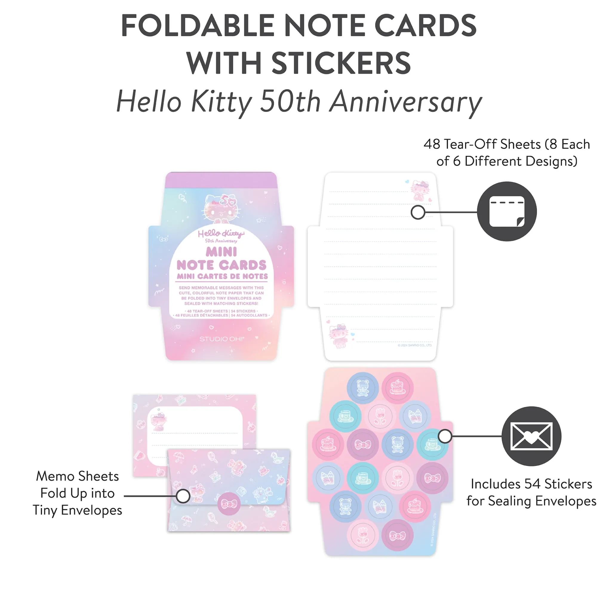 Orange Circle Hello Kitty x Studio Oh! 50th Anniversary Mini Note Cards and Sticker Set