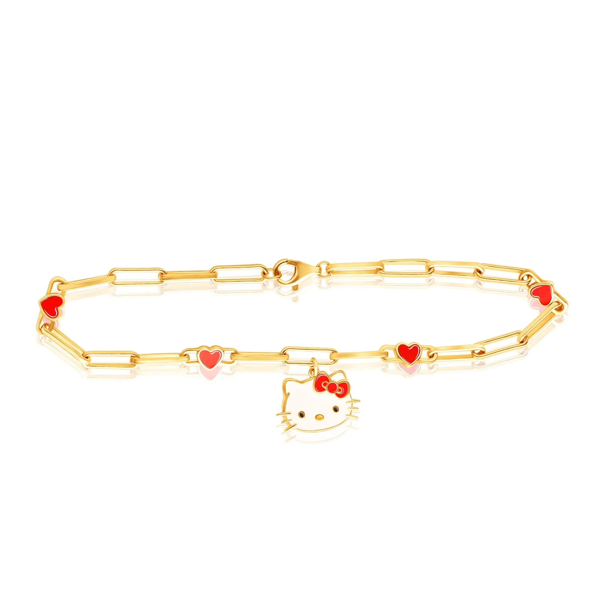 JACMEL JEWELRY INC Hello Kitty Yellow Gold Paperclip Bracelet