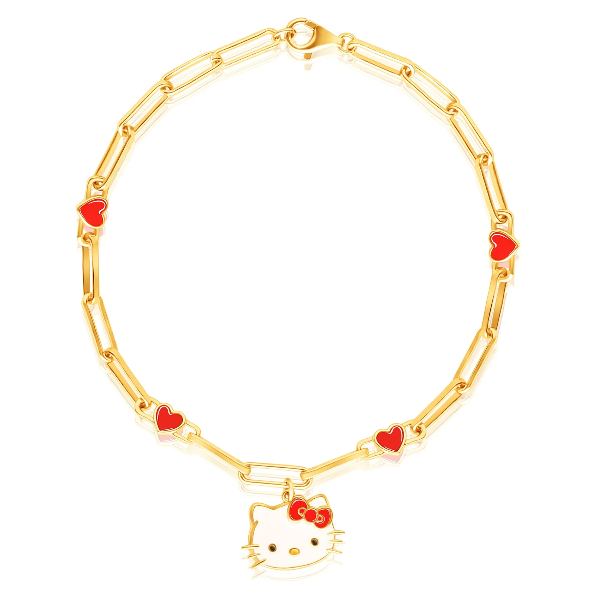 JACMEL JEWELRY INC Hello Kitty Yellow Gold Paperclip Bracelet