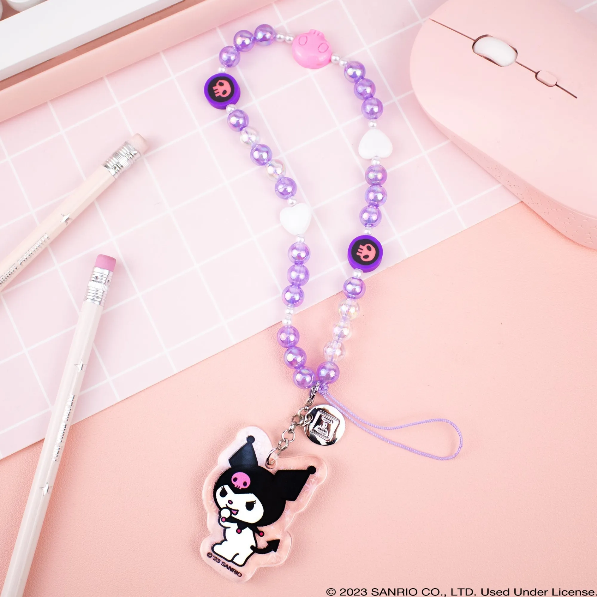 HAMEE Kuromi Beaded Charm Mobile Phone Wrist Strap
