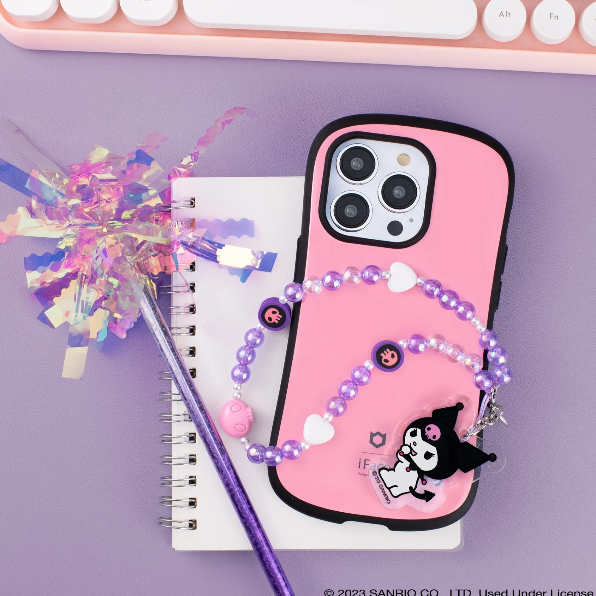 HAMEE Kuromi Beaded Charm Mobile Phone Wrist Strap