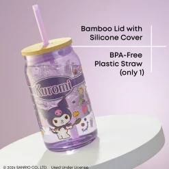 JoyJolt Kuromi Favorite Flavor Lidded Glass Tumbler