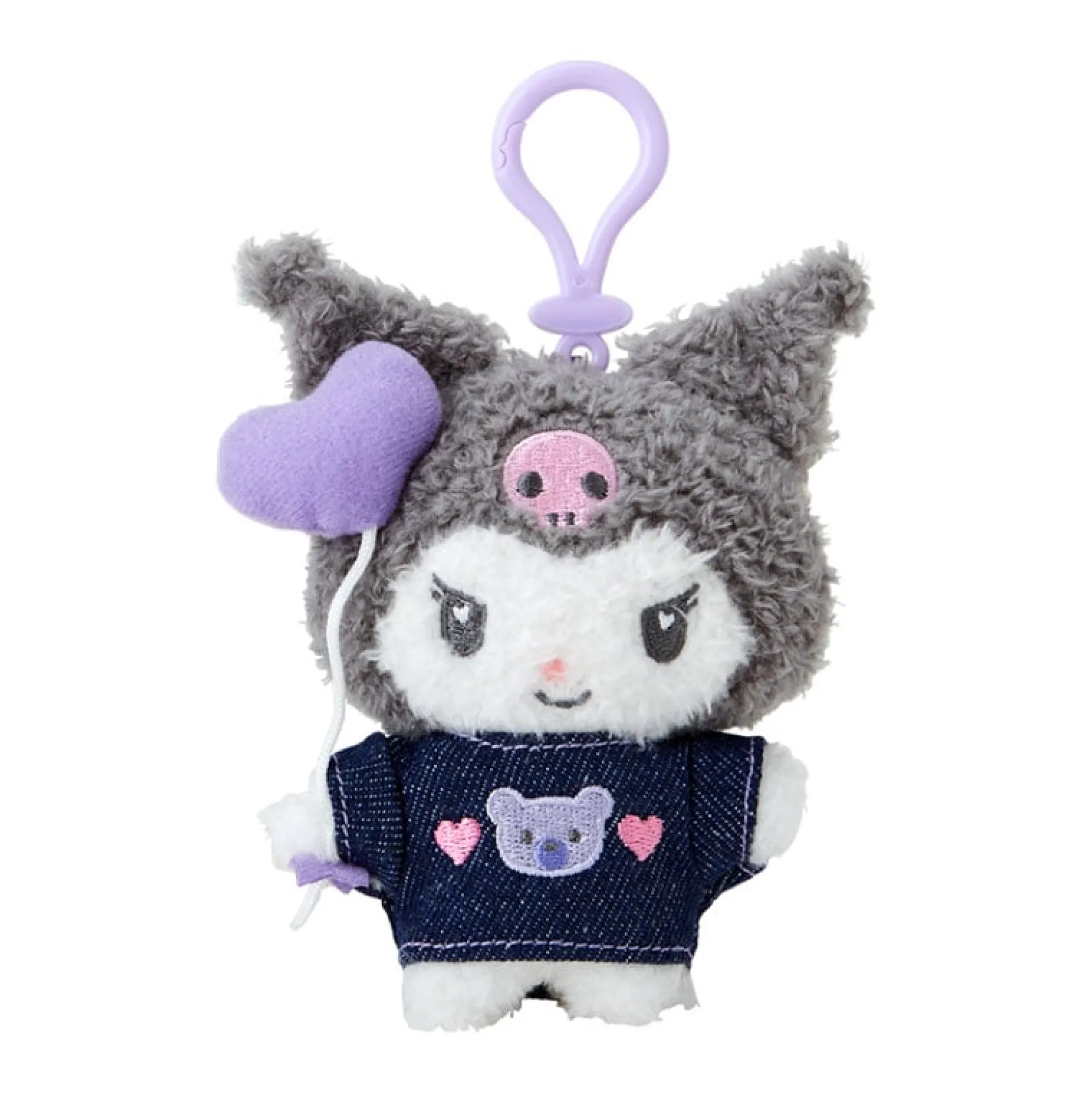 Japan Original Kuromi Keychain Mascot Clip (Denim Patch Series)