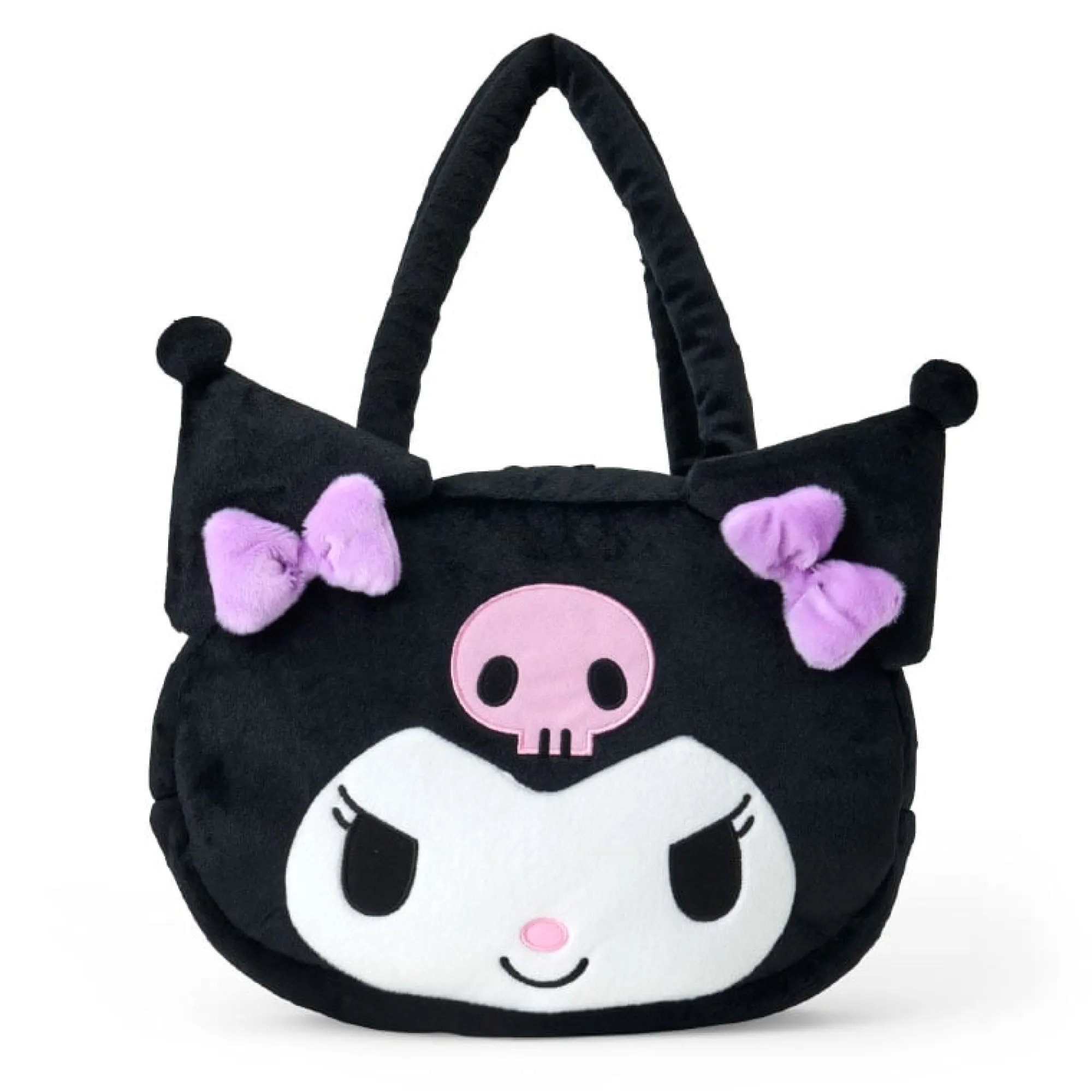 Japan Original Kuromi Plush Face Tote Bag