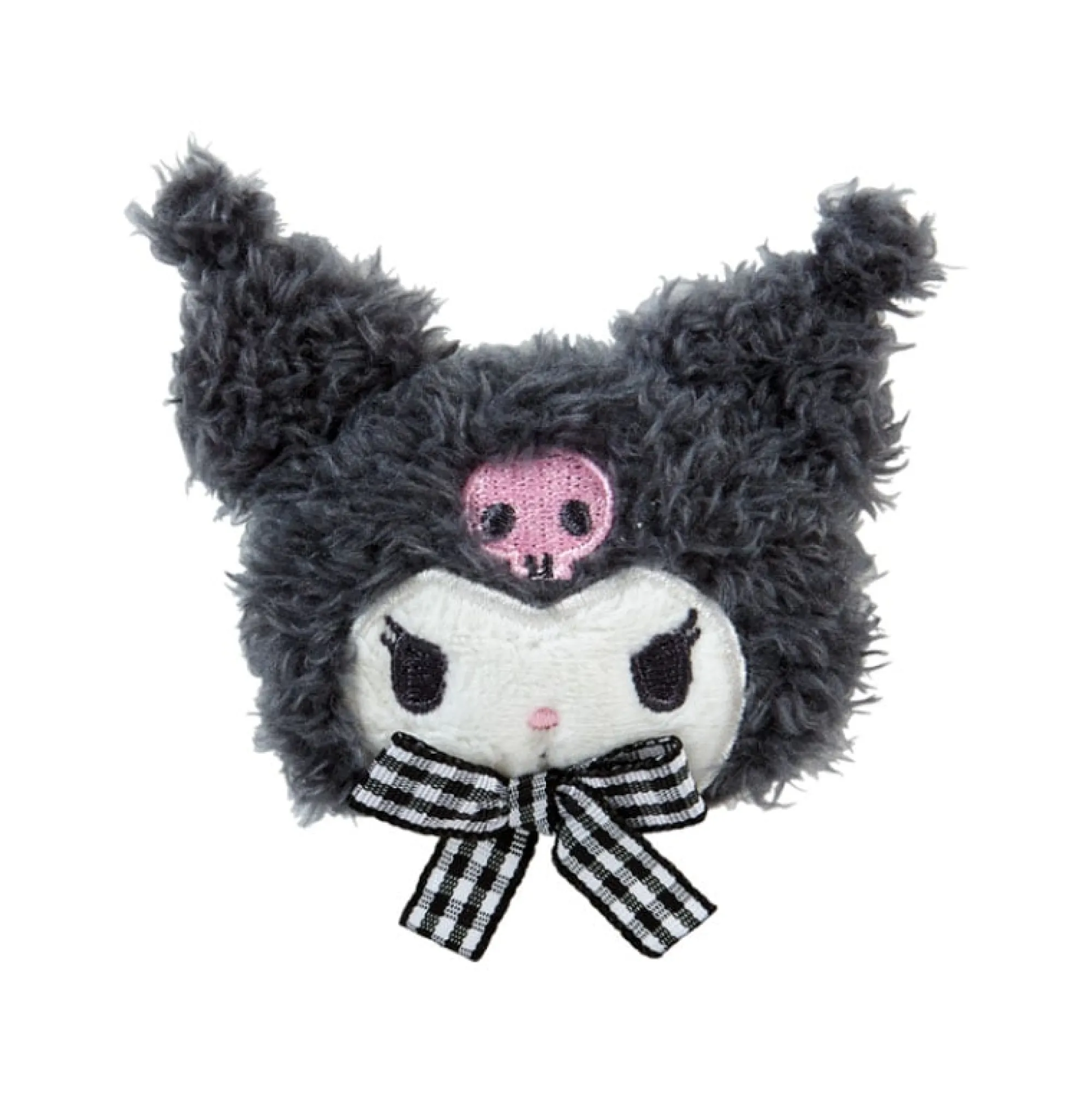 Japan Original Kuromi Plush Hair Clip (Gingham Bow)