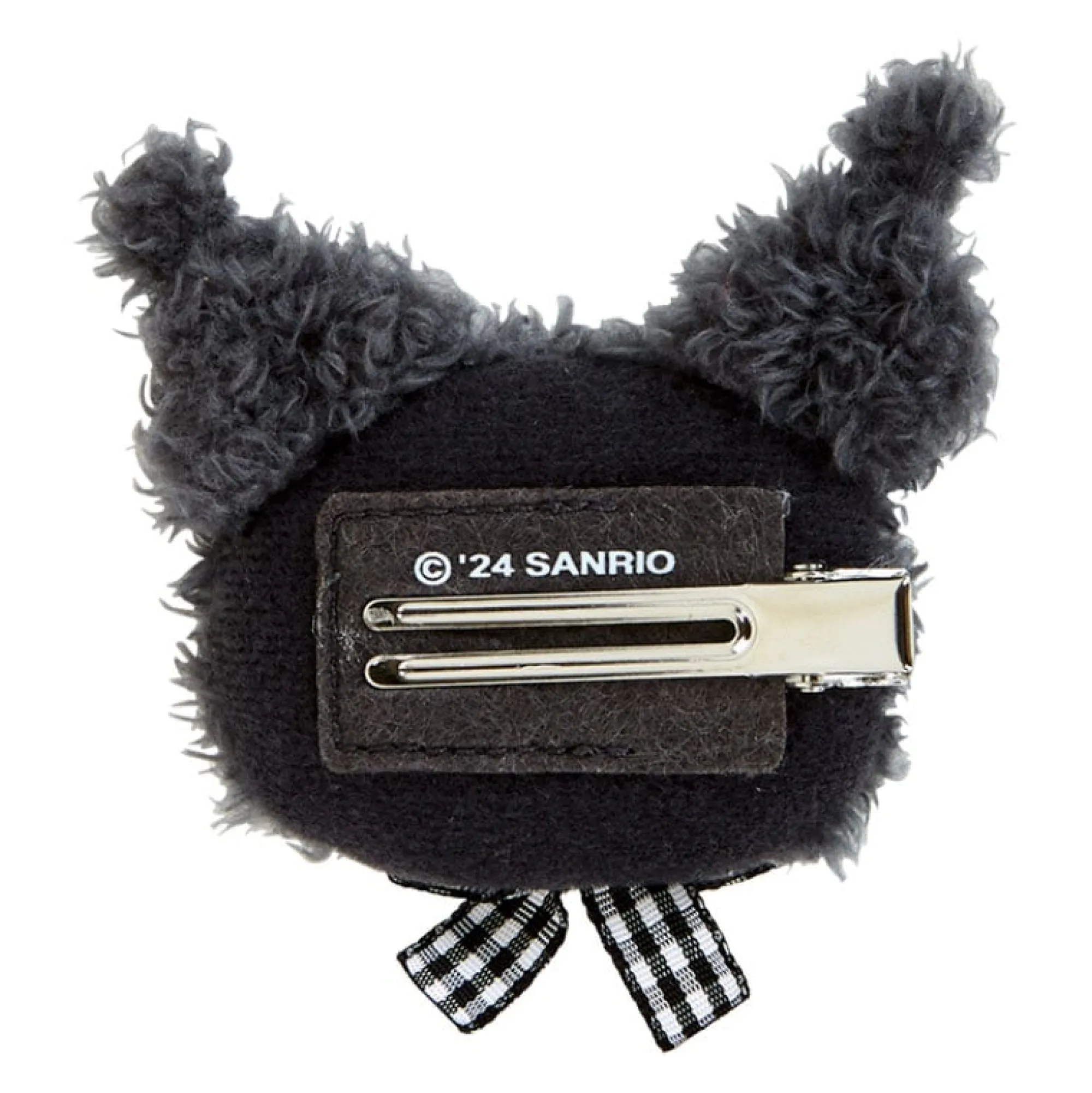 Japan Original Kuromi Plush Hair Clip (Gingham Bow)