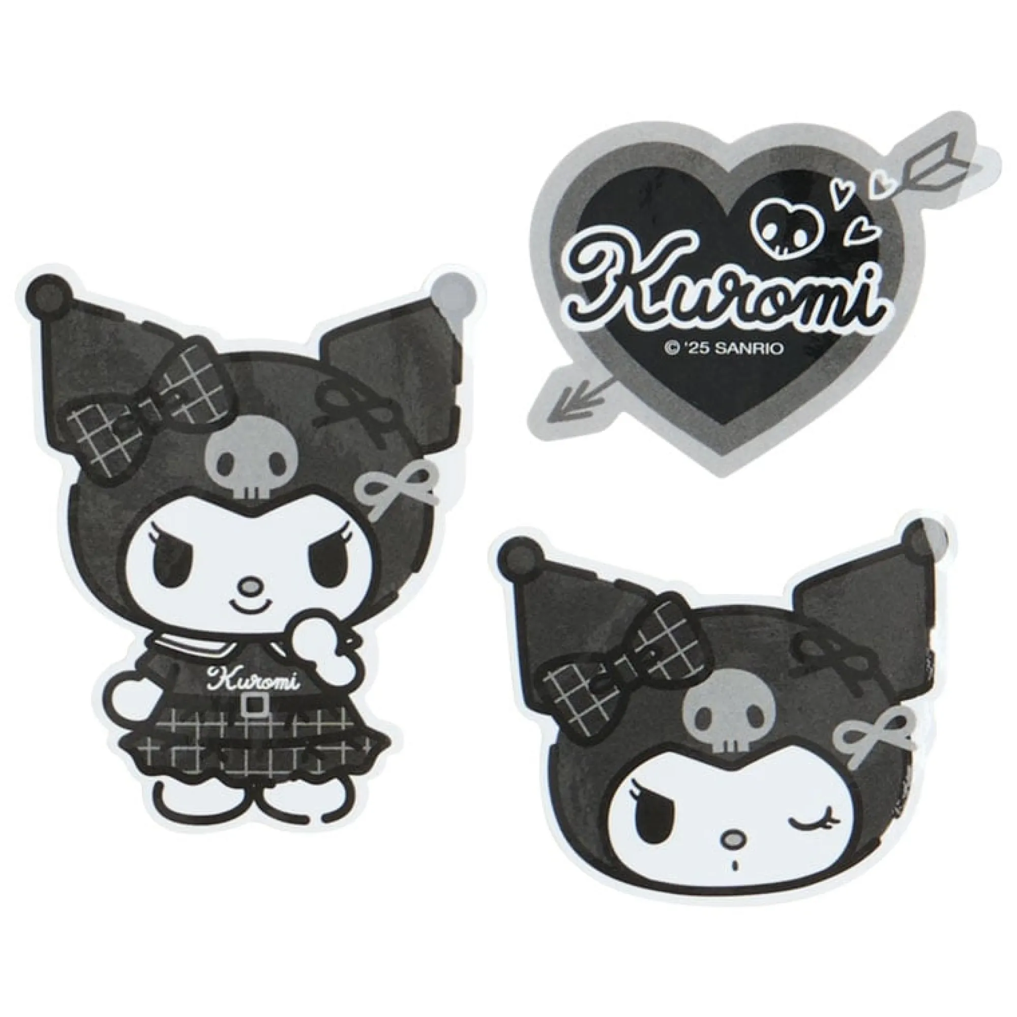 Japan Original Kuromi Smartphone Charm Set (Silver Houndstooth Series)