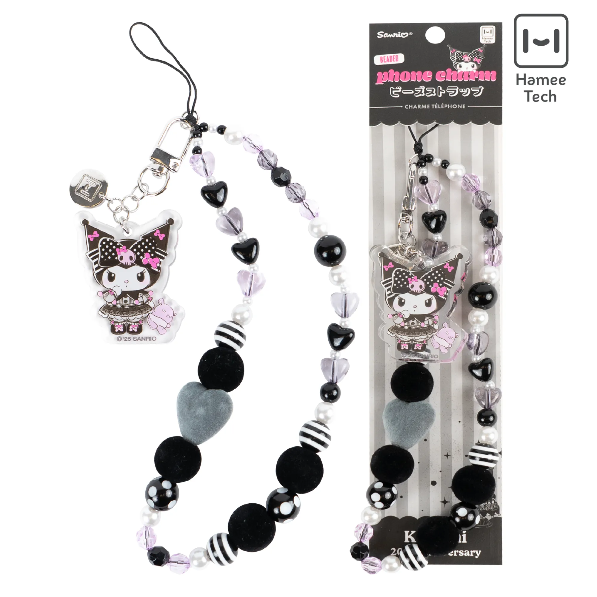 Hamee.com - Hamee US Kuromi 20th Anniversary Beaded Charm Mobile Phone Wrist Strap