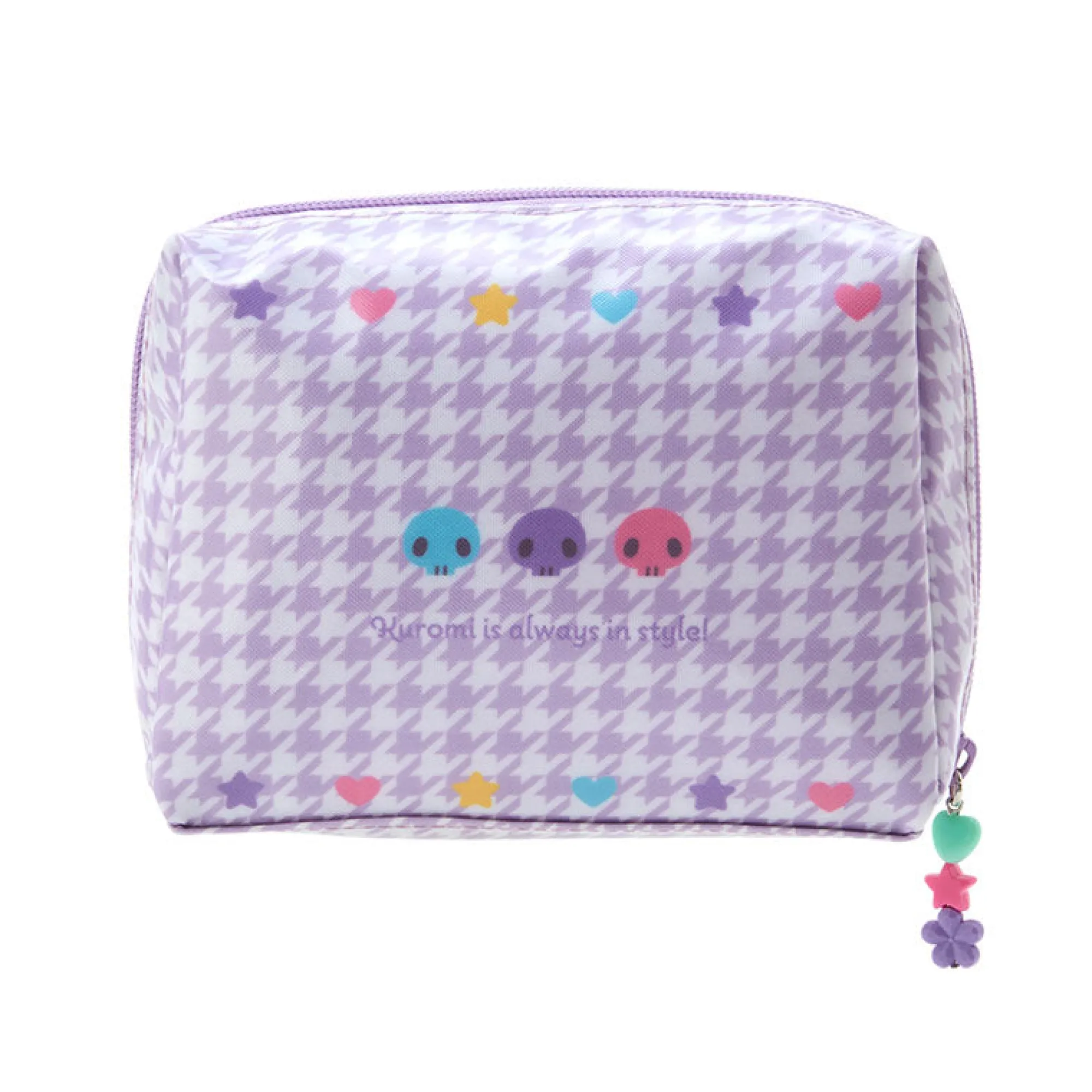 Japan Original Kuromi Zipper Pouch (Floral Houndstooth Series)