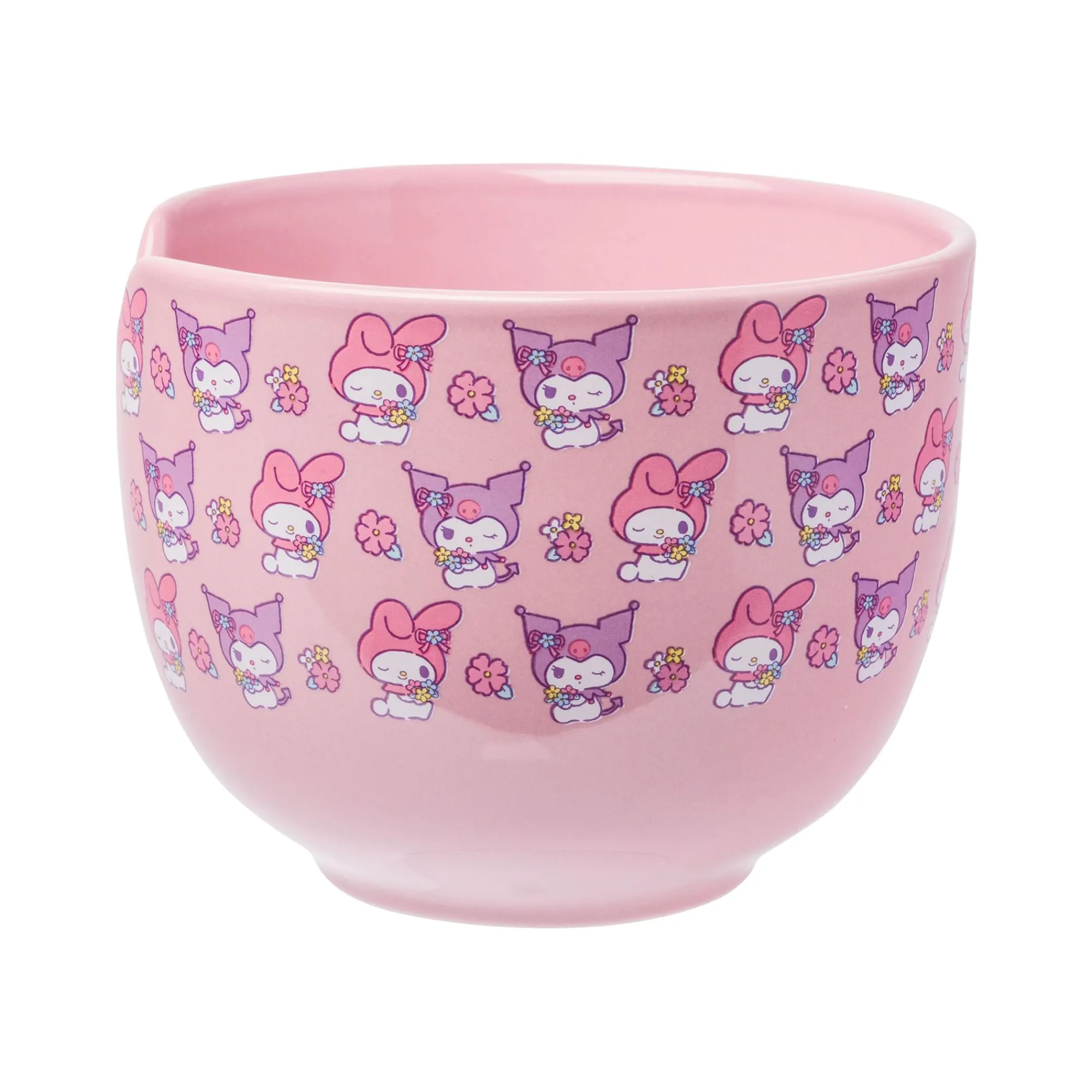 Silver Buffalo My Melody & Kuromi Ceramic Ramen Bowl and Chopstick Set (Pastel Flowers)