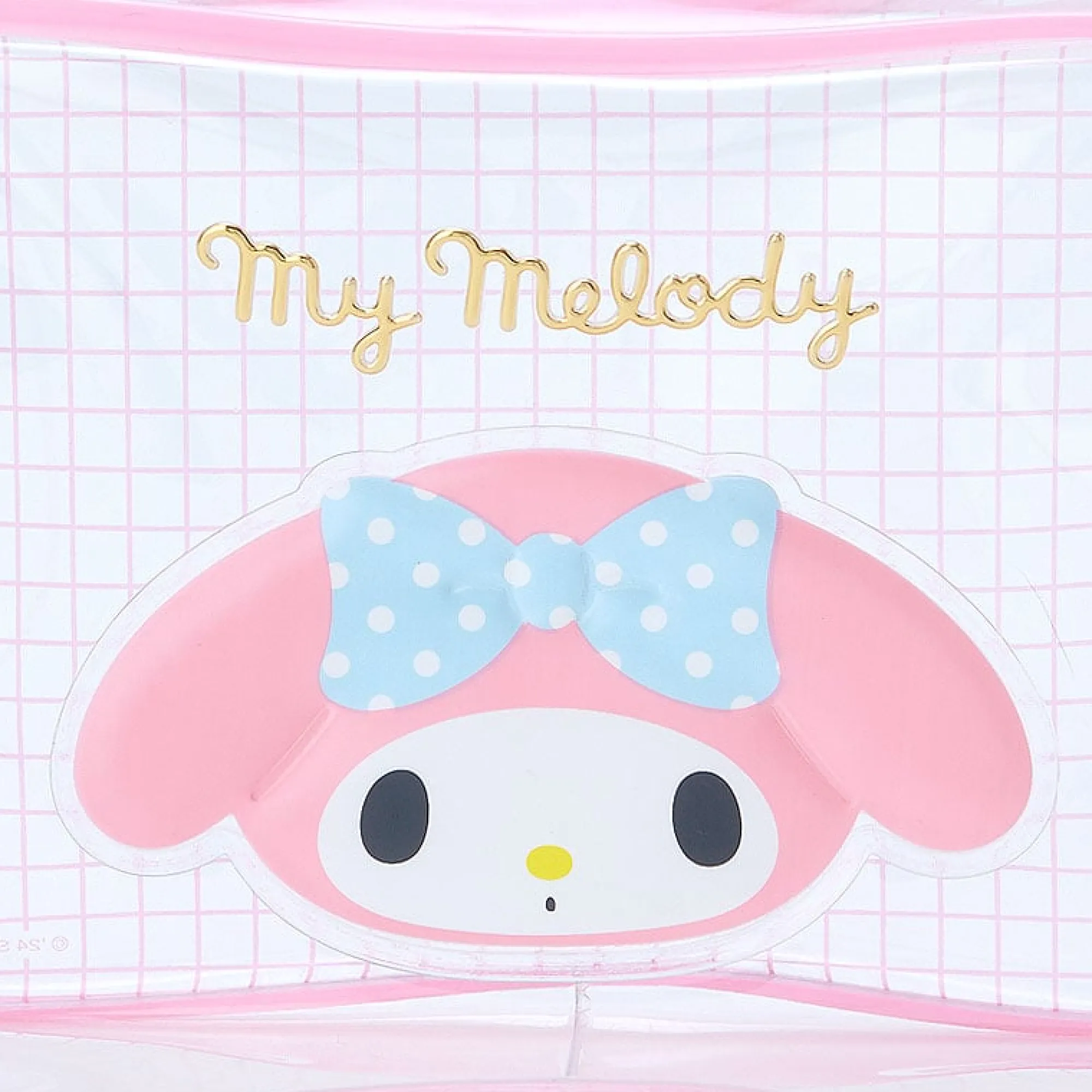Japan Original My Melody Clear Grid Zipper Pouch