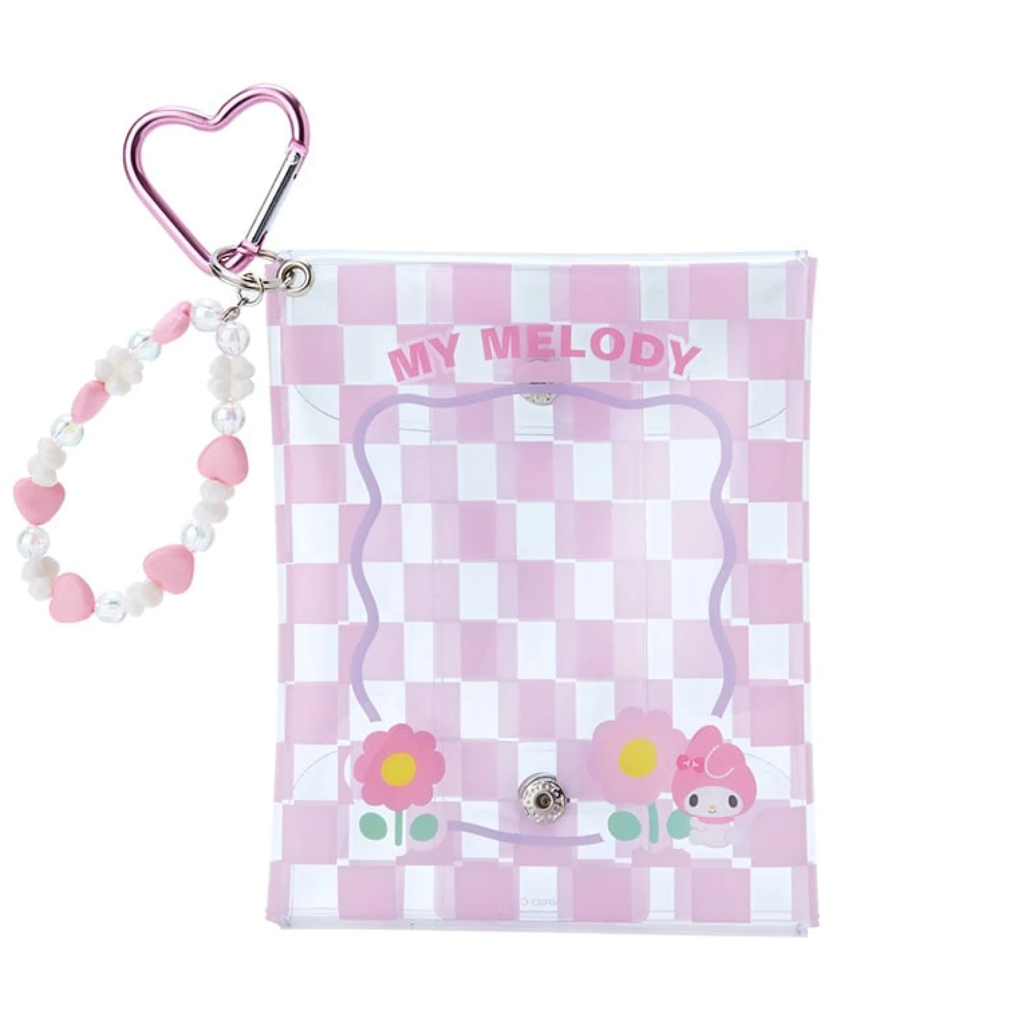 Japan Original My Melody Clear Snap Mini Pouch (Pastel Check Series)