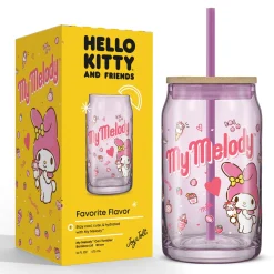 JoyJolt My Melody Favorite Flavor Lidded Glass Tumbler