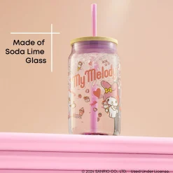 JoyJolt My Melody Favorite Flavor Lidded Glass Tumbler
