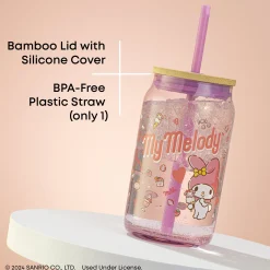 JoyJolt My Melody Favorite Flavor Lidded Glass Tumbler