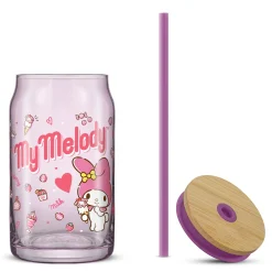 JoyJolt My Melody Favorite Flavor Lidded Glass Tumbler