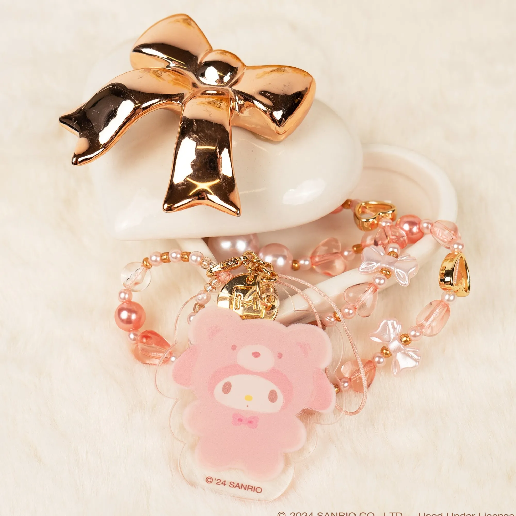 Hamee.com - Hamee US My Melody Latte Bear Beaded Charm Mobile Phone Wrist Strap