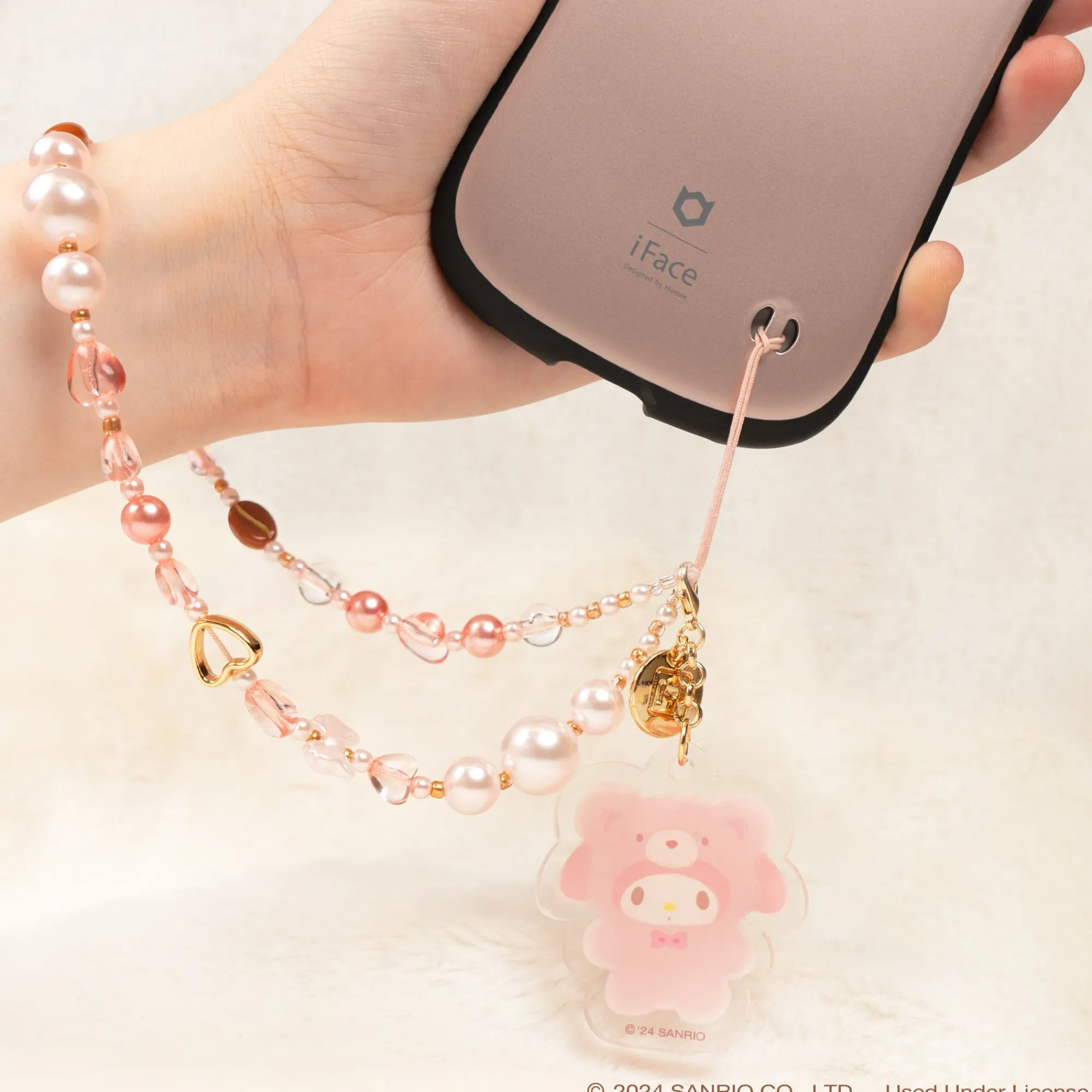 Hamee.com - Hamee US My Melody Latte Bear Beaded Charm Mobile Phone Wrist Strap