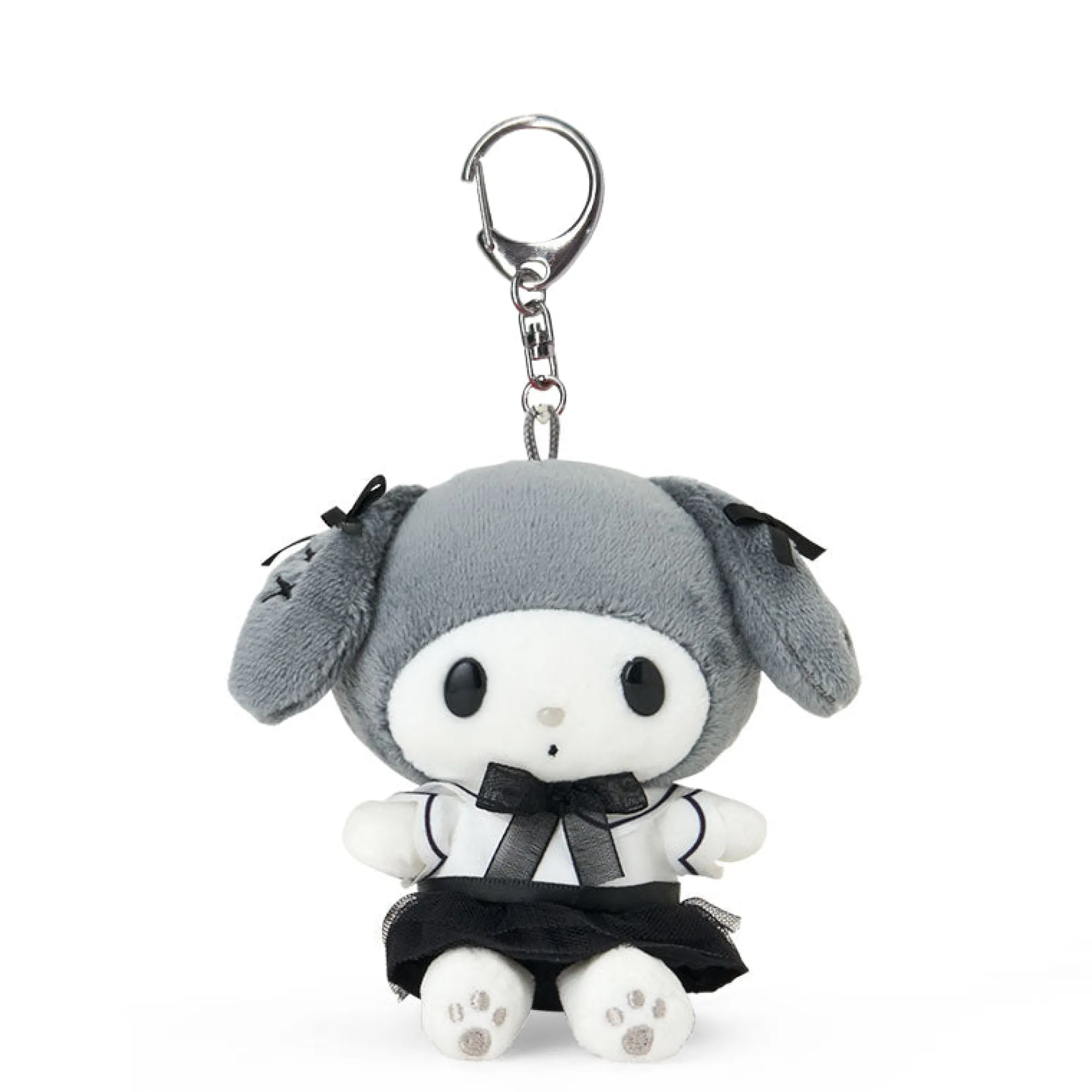 Japan Original My Melody Plush Mascot Keychain (Silver Houndstooth Series)