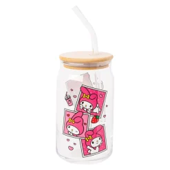 Silver Buffalo My Melody Snacks Bamboo Lidded Glass Tumbler