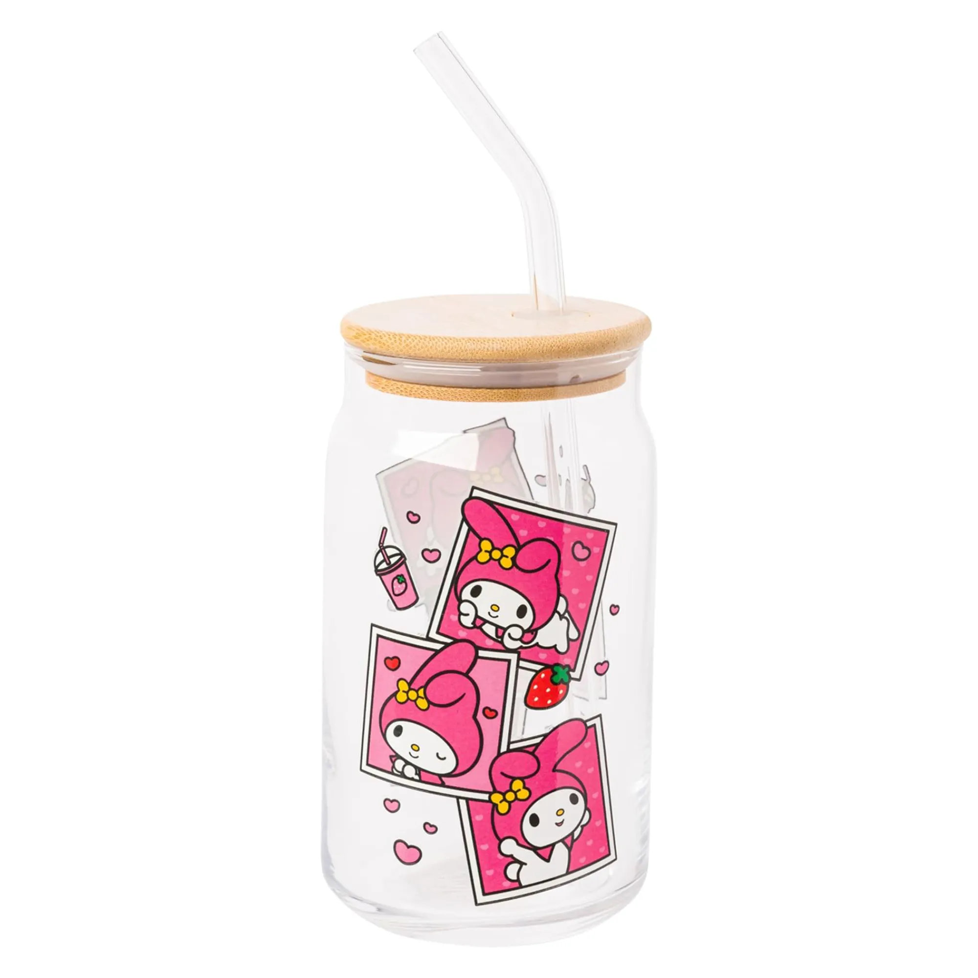 Silver Buffalo My Melody Snacks Bamboo Lidded Glass Tumbler