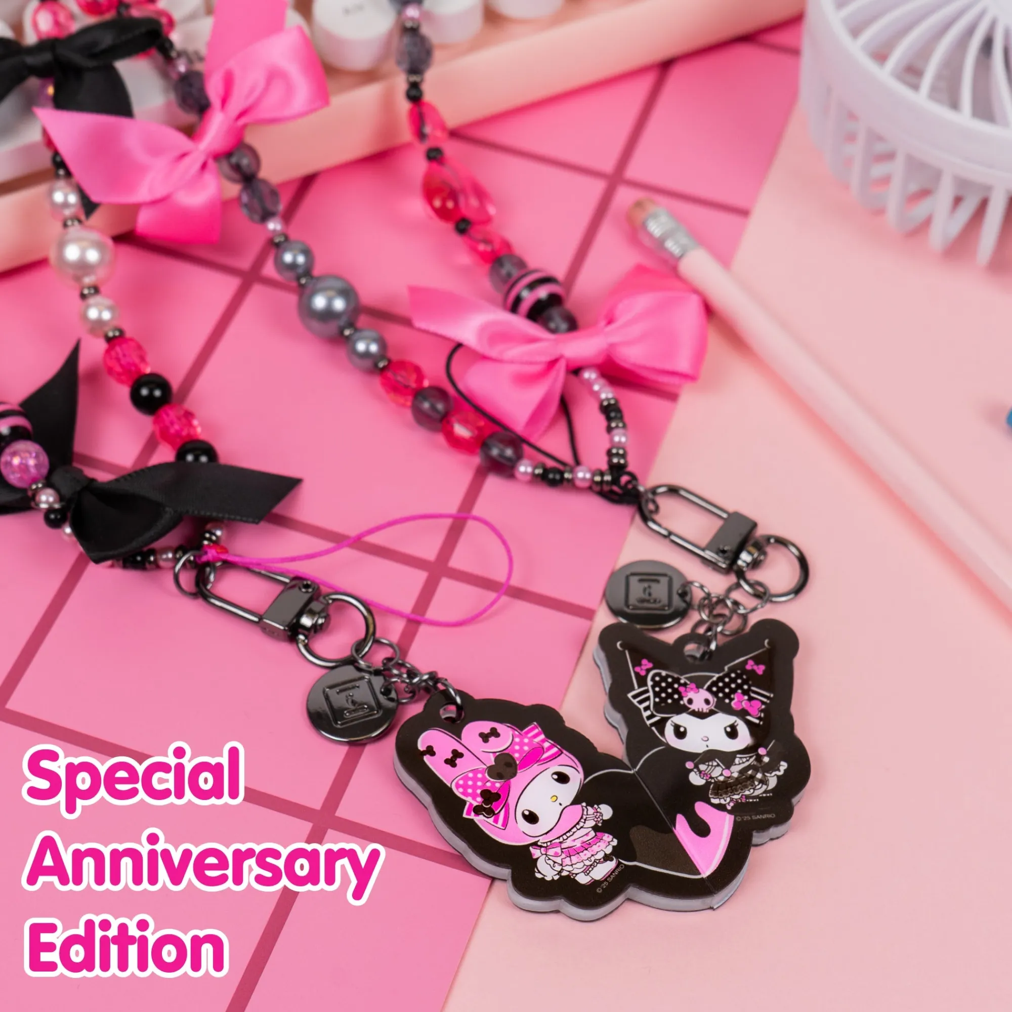 Hamee.com - Hamee US My Melody 50th & Kuromi 20th Anniversary 2-pc Bead Charm Strap Set