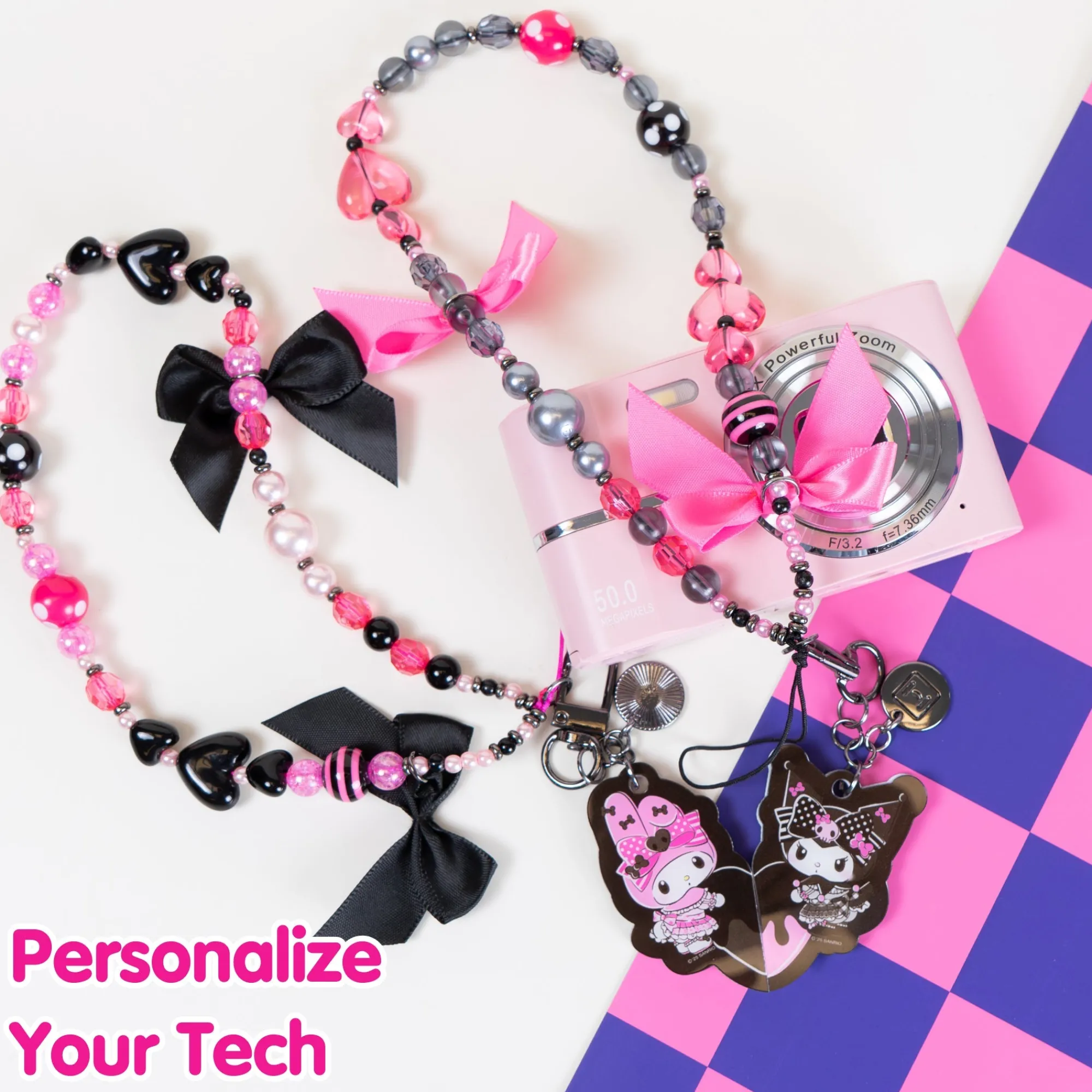 Hamee.com - Hamee US My Melody 50th & Kuromi 20th Anniversary 2-pc Bead Charm Strap Set